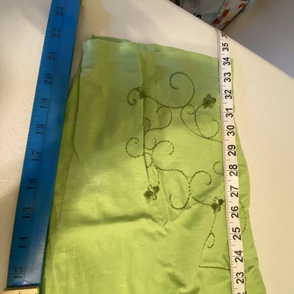 ButtonUp Top & CapriPants 2Pcs Set Denim & Co Green Embroidered Resort Lounge L - Picture 4 of 12